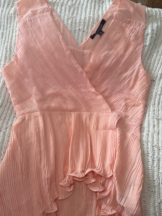 Strut & Bolt Tops - Strut & Bolt Peach Pleated V-Neck Dress